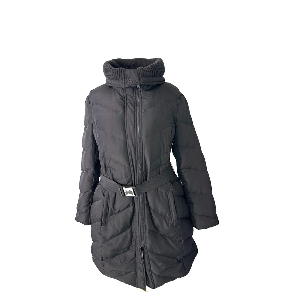 Kenneth Cole Reaction Women's Puffer Jacket Full Zip, Hooded, Black, Size L